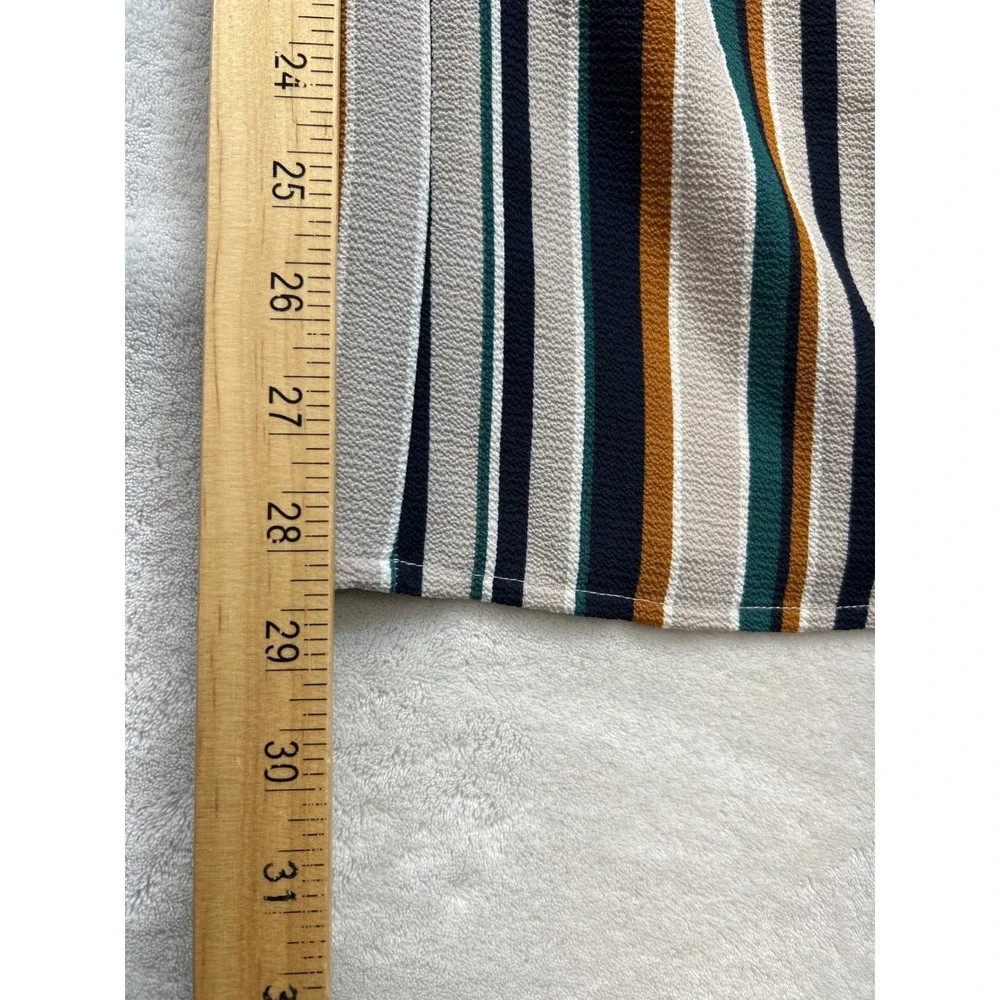 Maurices Jumpsuit‎ Womens M Neutral Colors Striped Wide Leg Wrap V-Neck Belted